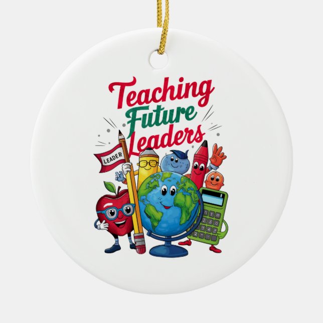 Retro Teacher School Keramik Ornament (Vorne)