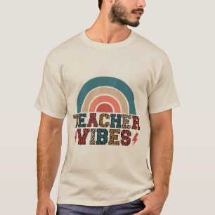 Retro Teacher Vibes T-Shirt - Niedlich Leopard Rai