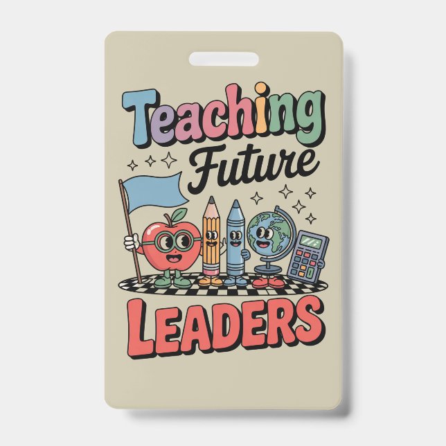 Retro Teaching Future Leaders Groovy Teacher Ausweis (Vorderseite)