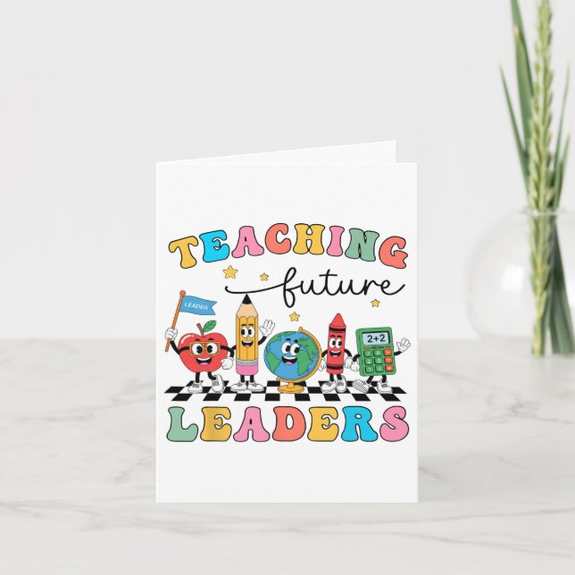 Retro Teaching Future Leaders Groovy Teacher Back Karte (Vorderseite)