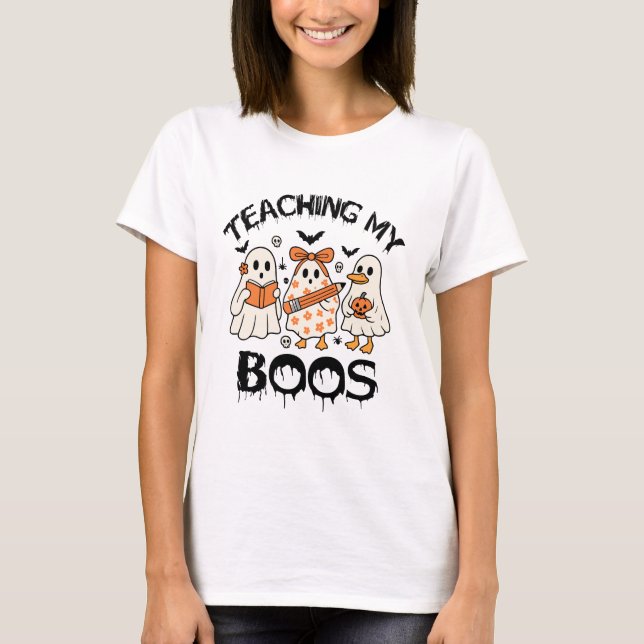 Retro Teaching My Boos Halloween T-Shirt (Vorderseite)