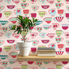 Retro Teacups Pink Tapete