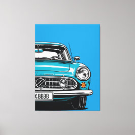 Retro Teal Classic Car Front Pop Art Illustration Leinwanddruck