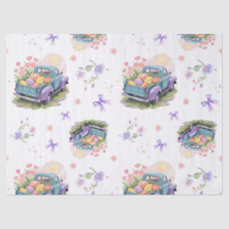 Retro Teal & Purple Truck with Easter Eggs Seidenpapier