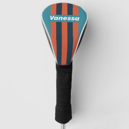 Retro Teal Splash Pin Stripes with Name Golf Headcover