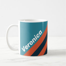 Retro Teal Splash Stripes with Name Kaffeetasse