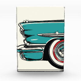 Retro Teal Sports Car Front Pop Art Illustration Fotoblock