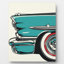 Retro Teal Sports Car Front Pop Art Illustration Fotoplatte