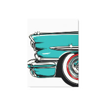 Retro Teal Sports Car Front Pop Art Illustration