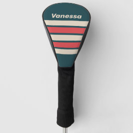 Retro Teal Vibe Across Striping with Name Golf Headcover