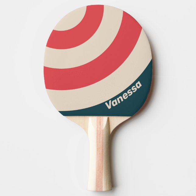 Retro Teal Vibe Circle Stripe with Name Tischtennis Schläger (Vorderseite)