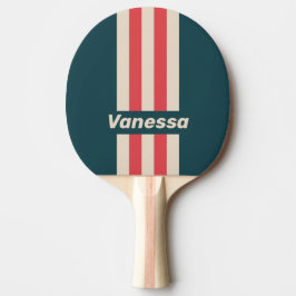 Retro Teal Vibe Pin Stripes with Name Tischtennis Schläger
