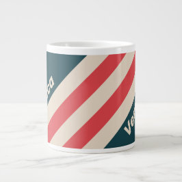 Retro Teal Vibe Stripes with Name Jumbo-Tasse