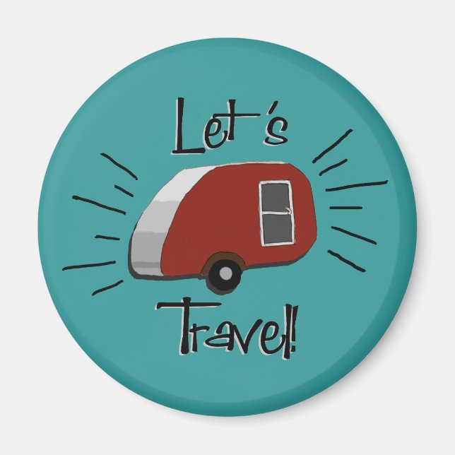 Retro Teardrop Camper Magnet (Vorne)