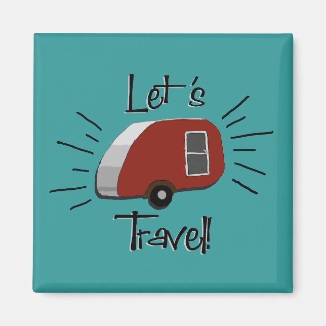 Retro Teardrop Camper Magnet (Vorne)