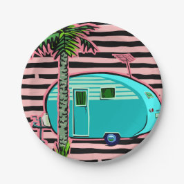 Retro Teardrop-Camper Pappteller