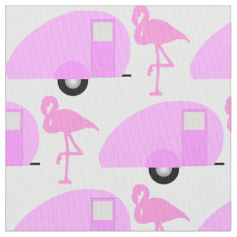 Retro Teardrop Camper Pink Flamingo Stoff