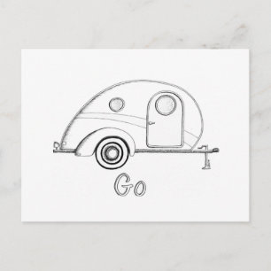 Retro Teardrop Camper Postkarte