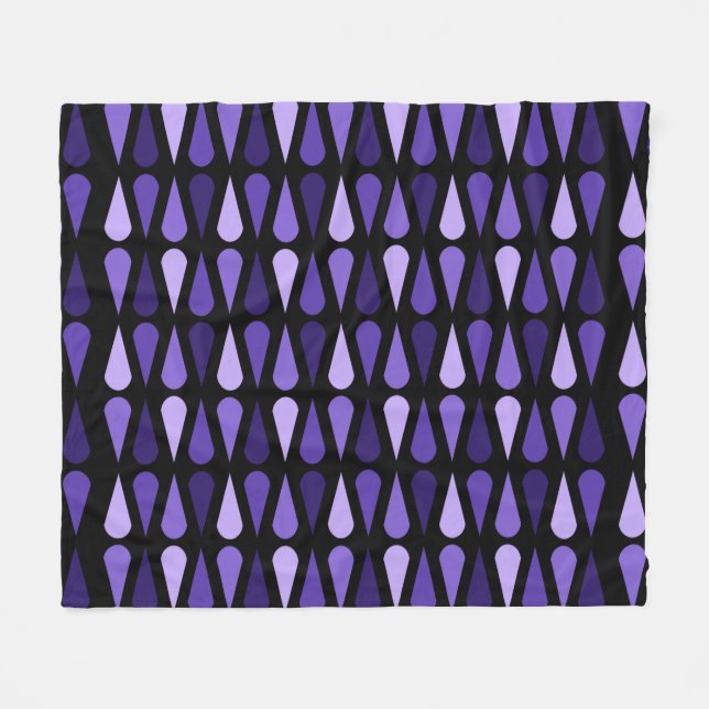Retro Teardrops Black Indigo Fleecedecke (Vorderseite (Horizontal))