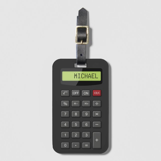 Retro-Tech-Funny-Calculator-Look-Kundenspezifische Gepäckanhänger (Vorderseite Vertikal)