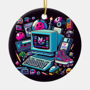 Retro Tech Playground: Nostalgische Odyssey der 90 Keramik Ornament