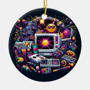 Retro Tech Playground: Nostalgische Odyssey der 90 Keramik Ornament