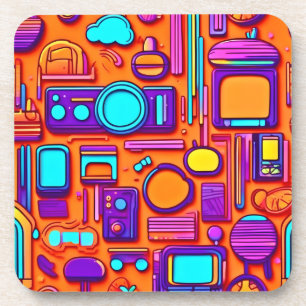Retro Tech Pop: Nostalgische Gadget Collage Getränkeuntersetzer