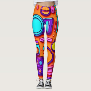Retro Tech Pop: Nostalgische Gadget Collage Leggings