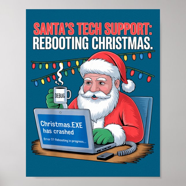 Retro Tech Support s Santa Rebooting Poster (Vorne)