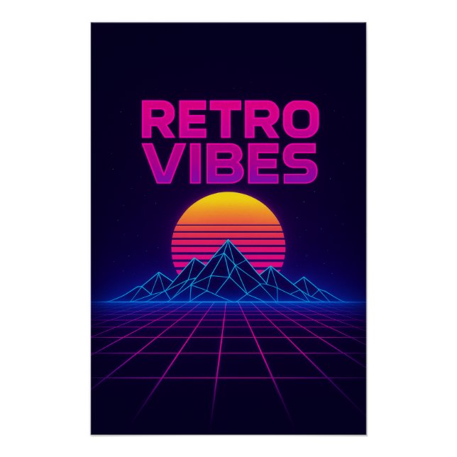 Retro Tech Vibes Neon Synthwave Design Poster (Vorderseite)