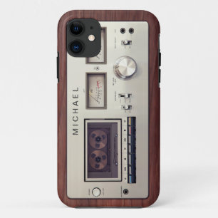 Retro Tech-Vintager Stereorecorder-hölzernes Case-Mate iPhone Hülle
