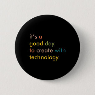 Retro-Technologie-Lehrer-Shirt, Tech-Lehrer  Button
