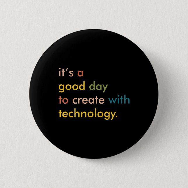 Retro-Technologie-Lehrer-Shirt, Tech-Lehrer  Button (Vorderseite)