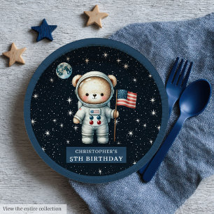 Retro Teddy Bear Astronaut erste Geburtstagsparty Pappteller