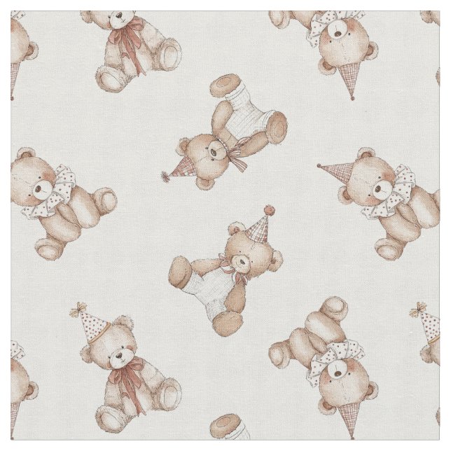 Retro Teddybär Nostalgie Rüschen kariert  Stoff (Nahaufnahme)