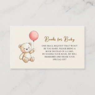 Retro-Teddybär rosa Baby-Shower-Buch-Anfrage Begleitkarte