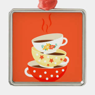 Retro Tee Vintage Teebecher whimsical Art Silbernes Ornament