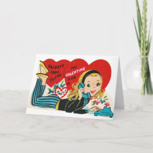 Retro Teen Girl Valentine's Day Card Feiertagskarte