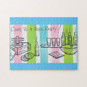 Retro Teen Party Einladung Puzzle