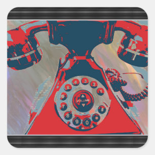Retro-Telefon-Aufkleber Quadratischer Aufkleber