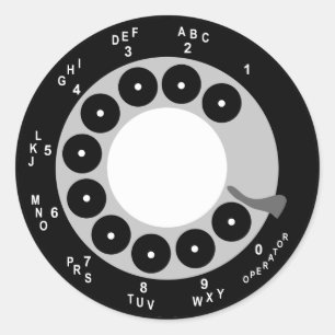 Retro Telefon-Aufkleber - Schwarzes/Weiß Runder Aufkleber