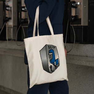 Retro Telefon Blaues und Silbernes Öffentliches Te Tragetasche
