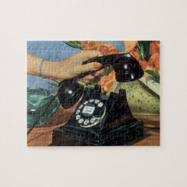 Retro-Telefon mit Rotary-Wählverbindung, Vintages Puzzle
