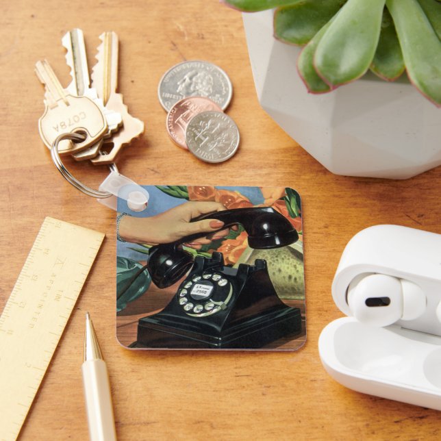 Retro-Telefon mit Rotary-Wählverbindung, Vintages  Schlüsselanhänger (Schreibtisch)