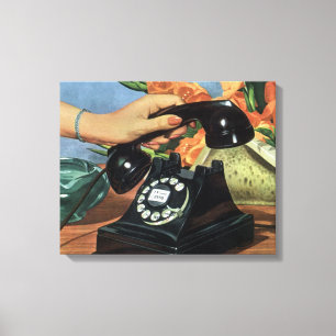 Retro-Telefon mit Wählscheibe, Vintage-Business Leinwanddruck