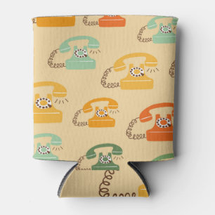 Retro Telefone, buntes, nahtloses Muster. Dosenkühler