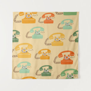 Retro Telefone, buntes, nahtloses Muster. Wandteppich