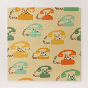 Retro-Telefone, farbenfrohes nahtloses Muster. Puzzle