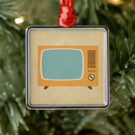 Retro Television Set Silbernes Ornament