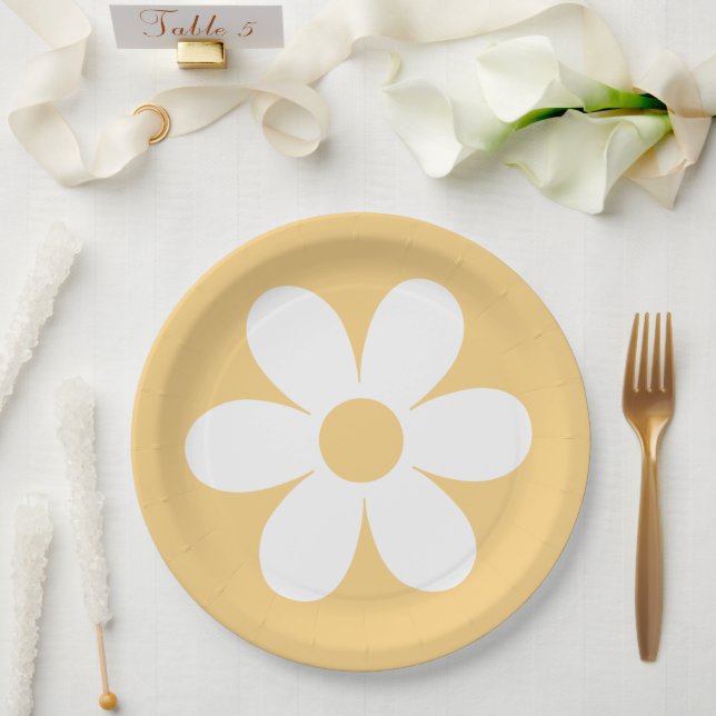 Retro-Teller aus gelbbraunem Büttenpapier Pappteller (Hochzeit)